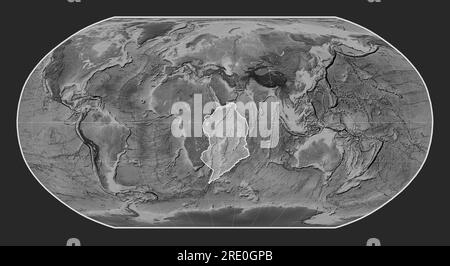 Plaque tectonique somalienne sur la carte d'élévation en niveaux de