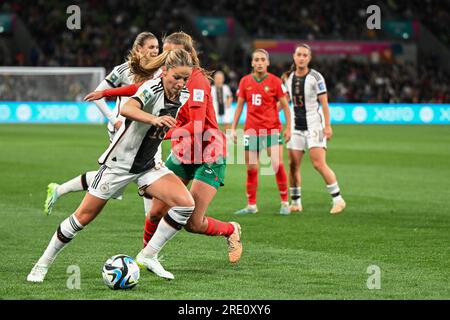 Melbourne, Australie. 24 juillet 2023. Football, femmes : coupe du monde, Allemagne - Maroc, tour préliminaire, Groupe H, journée 1, stade rectangulaire de Melbourne. L'allemande Melanie Leupolz. Crédit : Sebastian Christoph Gollnow/dpa/Alamy Live News Banque D'Images