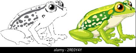 Une illustration de dessin animé vectoriel d'une grenouille verte pour les pages à colorier Illustration de Vecteur