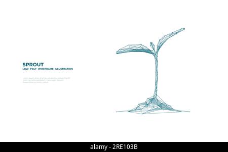 Plante cultivée en fil de fer poly faible comme symbole de prospérité et de croissance. Illustration de Vecteur