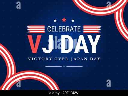 VJ victoire sur la fête du Japon Célébrez l'illustration vectorielle avec fond de drapeau des États-Unis dans le dessin animé plat à la main pour les modèles de page de destination Illustration de Vecteur