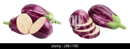 graffiti rayé à l'aubergine isolé sur fond blanc avec une profondeur de champ totale. Banque D'Images