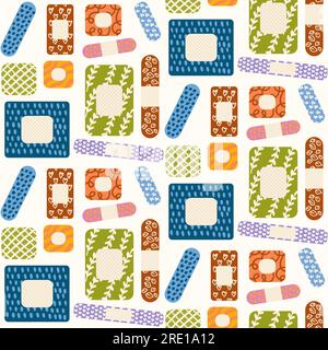 Motif de bandage adhésif. Impression transparente de ruban médical pour le traitement d'urgence, les soins de santé et la récupération. Texture plate vectorielle Illustration de Vecteur