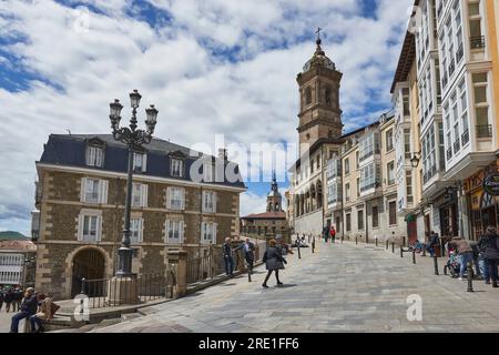 Calle San Vicente Aldapa, Vitoria, Gasteiz, Álava, pays Basque, Euskadi, Euskal Herria, Espagne. Banque D'Images