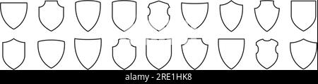 Jeu d'icônes de bouclier. Différentes formes de boucliers Illustration de Vecteur