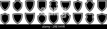 Jeu d'icônes de bouclier. Différentes formes de boucliers Illustration de Vecteur