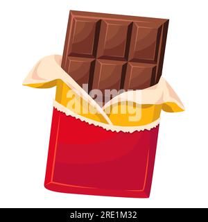 Une barre de chocolat dans un emballage ouvert et une feuille d'aluminium. illustration vectorielle sur fond blanc Illustration de Vecteur
