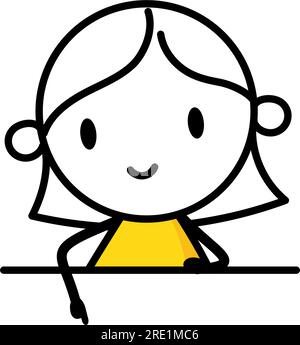 Femme jetant un coup d'œil et pointe son doigt vers l'espace vide. Illustration conceptuelle de dessin de dessin de dessin de dessin animé. Illustration vectorielle Illustration de Vecteur