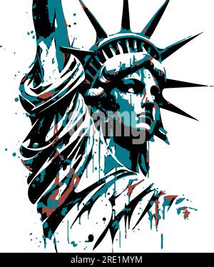 Statue de la liberté sur fond blanc, monument de New York, USA Illustration de Vecteur