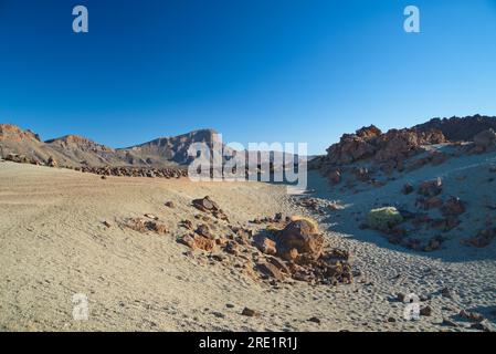 Paisaje Lunar típico de Las Cañadas del Teide. Paysage lunaire typique de Las Cañadas del Teide. Banque D'Images