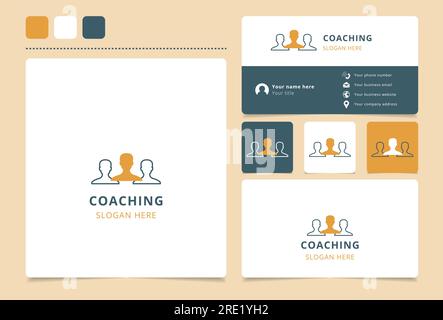 Logo de coaching avec texte modifiable. Modèle de livre de marque et de carte de visite. Illustration de Vecteur