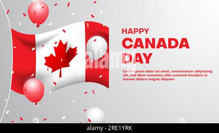 joyeux fond de la fête du canada avec drapeau et ballons Illustration de Vecteur