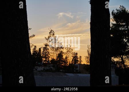 Coucher de soleil dans les montagnes au Maroc Banque D'Images