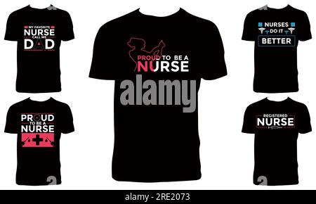 Nurse Typography T shirt Design Bundle Illustration de Vecteur