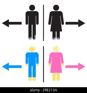 Ensemble de toilettes masculines et féminines de signe de base simple. Illustration vectorielle. Illustration de Vecteur