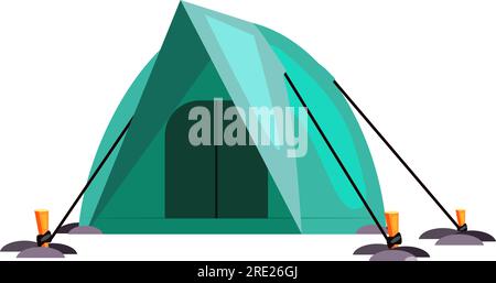 Camping en montagne. Tente, dôme, abri, toile Illustration de Vecteur