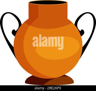 Ancien pot en argile avec deux poignées icône plate Illustration de Vecteur
