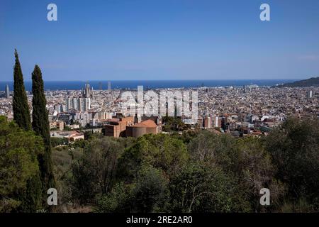 Barcelone, Espagne - 22 juillet 2023 : vue de la Sagrada Familia à Barcelone le 22 juillet 2023. Banque D'Images