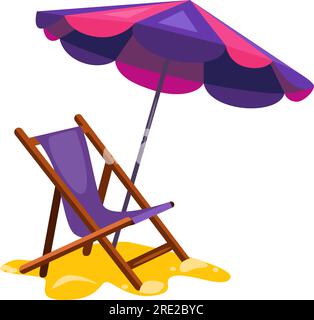 Chaise longue et parasol Illustration de Vecteur