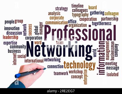 Word Cloud avec CONCEPT DE RÉSEAU PROFESSIONNEL crée avec texte uniquement. Banque D'Images