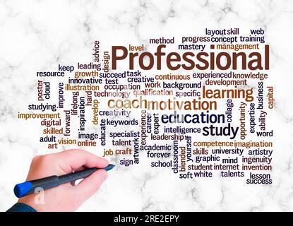 Word Cloud avec CONCEPT PROFESSIONNEL crée avec texte uniquement. Banque D'Images