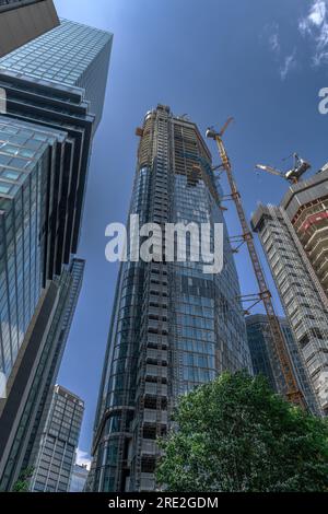 Vue sur les gratte-ciel dans le quartier financier de Francfort, Allemagne Banque D'Images