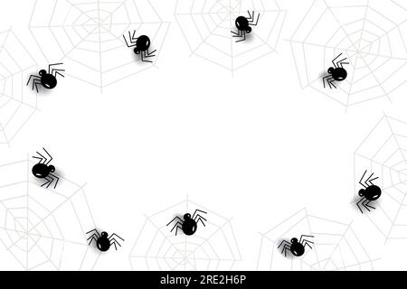 Cadre abstrait pour Halloween avec toiles d'araignées, araignées et espace de copie dans des tons Halloween à la mode. Vecteur. EPS. Texture de fond abstraite. Conception pour affiche, bannière, étiquette ou étiquette de prix, brochures ou carte Illustration de Vecteur