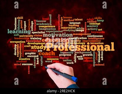 Word Cloud avec CONCEPT PROFESSIONNEL crée avec texte uniquement. Banque D'Images