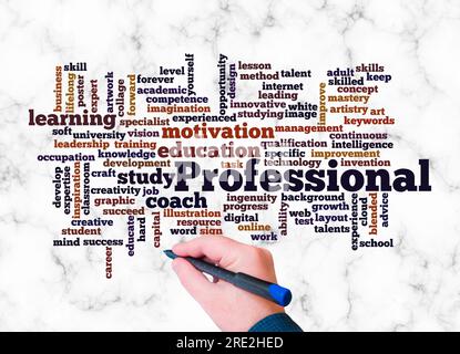 Word Cloud avec CONCEPT PROFESSIONNEL crée avec texte uniquement. Banque D'Images