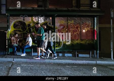 Seattle, États-Unis. 16 juillet 2023. Graffiti frais dans le quartier de Capitol Hill. Banque D'Images