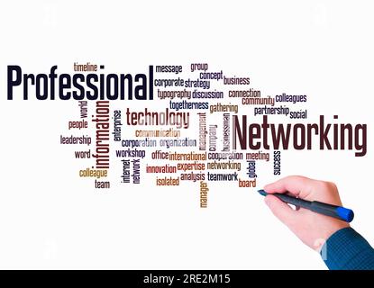 Word Cloud avec CONCEPT DE RÉSEAU PROFESSIONNEL crée avec texte uniquement. Banque D'Images