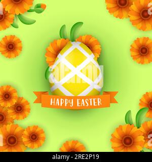 Affiche Joyeuses Pâques. Oeuf jaune Illustration de Vecteur