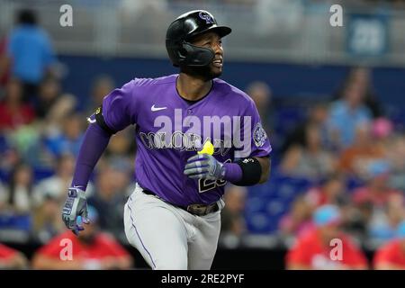 San Diego Padres right fielder Fernando Tatis Jr. (23) in the the sixth  inning of a baseball game Saturday, June 10, 2023, in Denver. (AP  Photo/David Zalubowski Stock Photo - Alamy