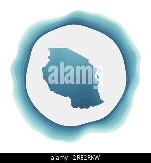 Logo Tanzanie. Badge du pays. Signe circulaire en couches autour de la forme de la frontière de Tanzanie. Illustration vectorielle moderne. Illustration de Vecteur