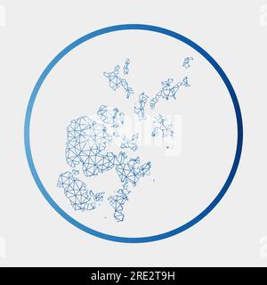 Icône Îles Orcades. Carte réseau de l'île. Signe rond des îles Orcades avec anneau dégradé. Technologie, Internet, réseau, concept de télécommunication Illustration de Vecteur