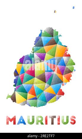Ile Maurice - forme d'île basse poly colorée. Triangles géométriques multicolores. Design moderne et tendance. Illustration vectorielle. Illustration de Vecteur