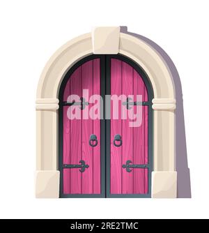 Concept de porte en bois rose château Illustration de Vecteur