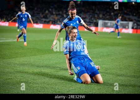 Auckland, Auckland, Nouvelle-Zélande. 24 juillet 2023. L'attaquant italienne CRISTIANA GIRELLI #10 célèbre son but lors de la seconde moitié du match du Groupe G de la coupe du monde de la FIFA WomenÃs 2023 contre l'Argentine au stade Eden Park d'Auckland, en Nouvelle-Zélande. L'Italie a gagné avec un score de 1 - 0. (Image de crédit : © ira L. Black/ZUMA Press Wire) USAGE ÉDITORIAL SEULEMENT! Non destiné à UN USAGE commercial ! Banque D'Images