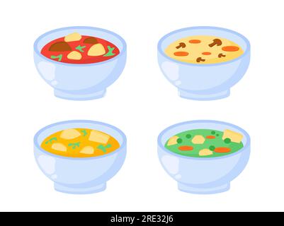 Ensemble de différents concepts de vecteur de soupes Illustration de Vecteur