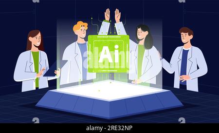 L'équipe crée un concept de vecteur d'IA Illustration de Vecteur