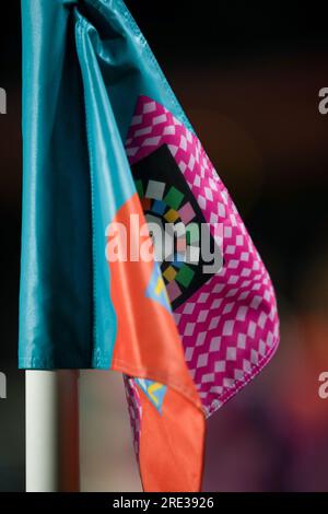 Auckland, Nouvelle-Zélande. 24 juillet 2023. Auckland, Nouvelle-Zélande, le 24 juillet 2023 : Corner Flag lors du match de football Groupe G de la coupe du monde Femme 2023 entre l'Italie et l'Argentine à Eden Park à Auckland, Nouvelle-Zélande. (Daniela Porcelli/SPP) crédit : SPP Sport Press photo. /Alamy Live News Banque D'Images