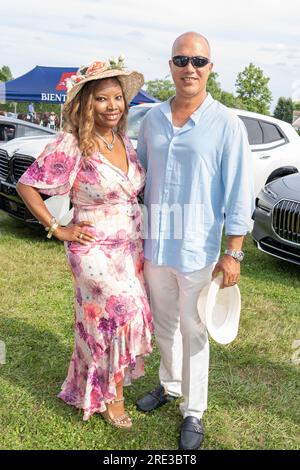 Bridgehampton, États-Unis. 22 juillet 2023. Participe au match et à l'événement Polo Hamptons 2023 présenté par social Life Magazine à Bridgehampton, NY le 22 juillet 2023. (Photo de David Warren /Sipa ? USA) crédit : SIPA USA/Alamy Live News Banque D'Images