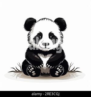 Panda simple illustration vectorielle plate Illustration de Vecteur