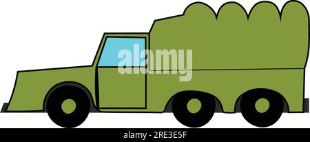 Une illustration vectorielle de dessin animé d'un camion militaire de couleur kaki Illustration de Vecteur