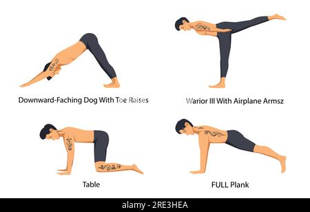 Illustration d'hommes et de femmes faisant des exercices de pose de yoga Illustration de Vecteur