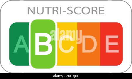 Étiquette Nutri Score avec lettre de classification B détachée sur fond blanc. Autocollant avec la qualité nutritionnelle des aliments utilisés dans le système de notation des produits européens. Illustration vectorielle à plat Illustration de Vecteur