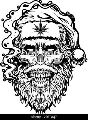 High holidaze zombie santa et cannabis Dreams Vector illustrations pour votre logo de travail, t-shirt de marchandises, autocollants et dessins d'étiquettes, affiche, Greet Illustration de Vecteur