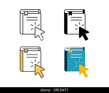 conception de vecteur d'icône de bibliothèque en ligne dans la ligne de style 4, glyphe, bicolore et plat Illustration de Vecteur