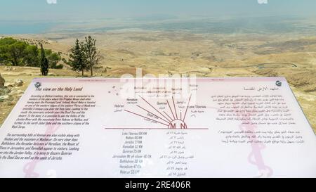 Mont Nebo, Jordanie - vue du sommet du mont Nebo en Jordanie vers la mer Morte et Israël. Banque D'Images