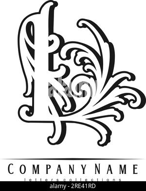 Élégance complexe Flourish L lettrage monogramme logo monochrome illustrations vectorielles pour votre logo de travail, t-shirt de marchandises, autocollants et étiquette desi Illustration de Vecteur